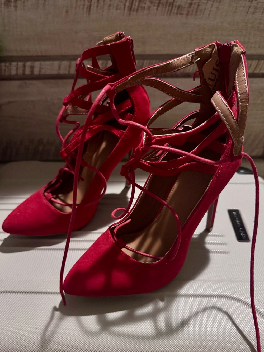 Stella Lace-Up Pointed Toe High Heels in Red size 7 Charlotte russe Y2K